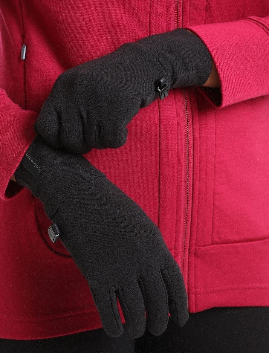 Black Icebreaker Unisex RealFleece™ Merino Sierra Men\'s Gloves | AU 1057NWYB